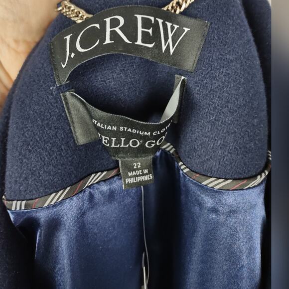 J.Crew $428 Warwick Topcoat Italian Stadium Cloth Wool Blend Navy Coat Size 22 - Picture 5 of 15